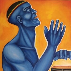 A painting of Blue Drummer